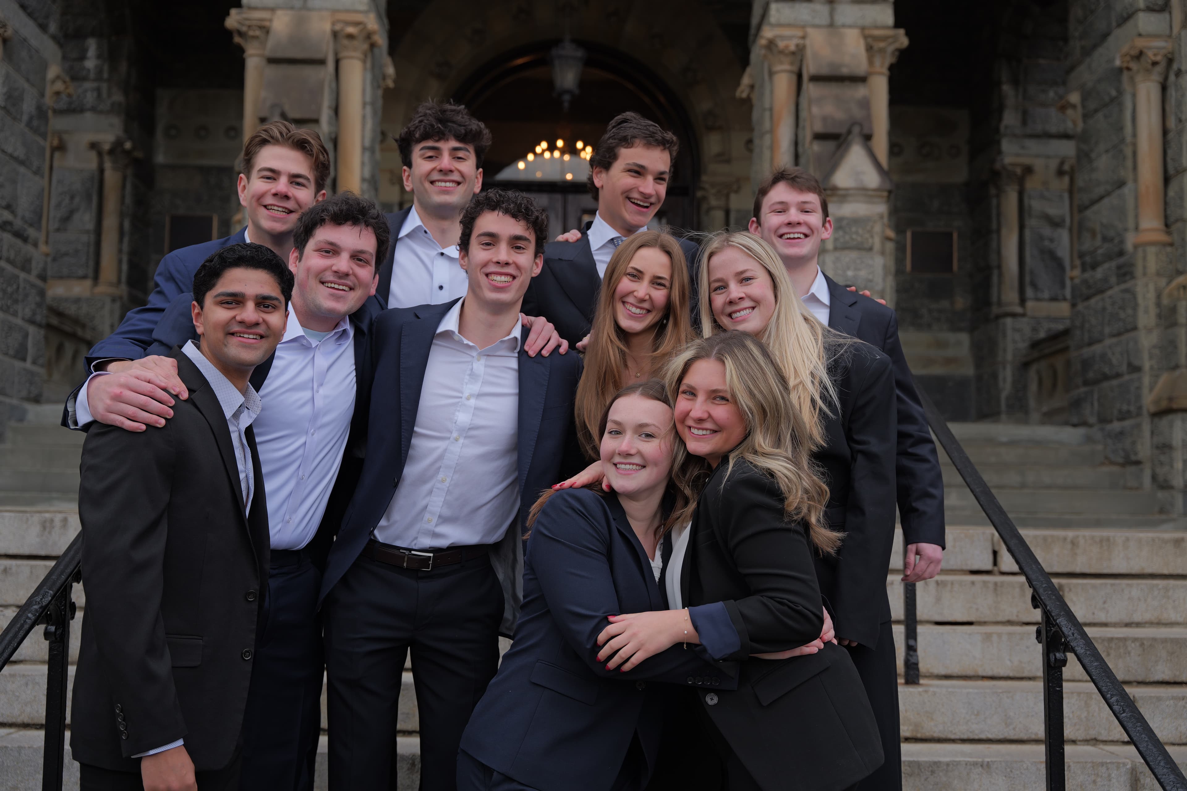 The Georgetown Ventures board on the steps of Healy Hall