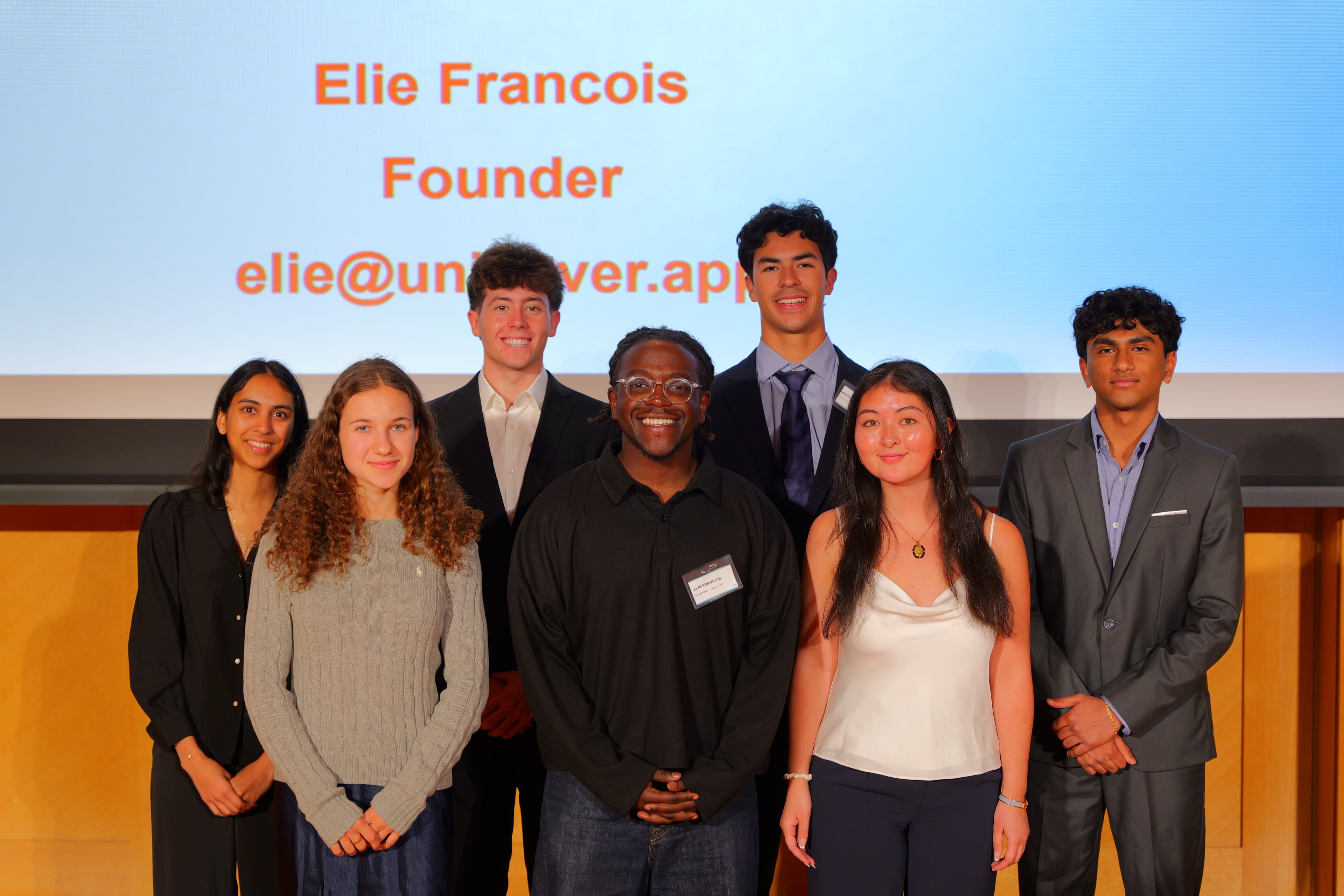 Elie François, founder of Unicover, pitching at Georgetown Ventures Demo Day